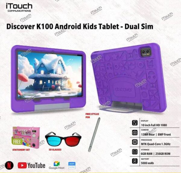 K100 Android Kids Tablet - Dual Sim
